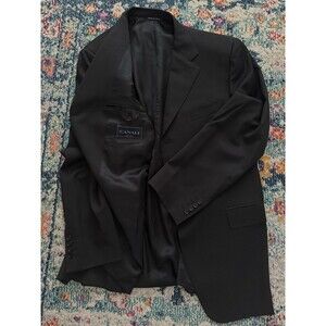 Canali Men's Classic Black Wool Suit Jacket Sport Coat Made in Italy Size 52R